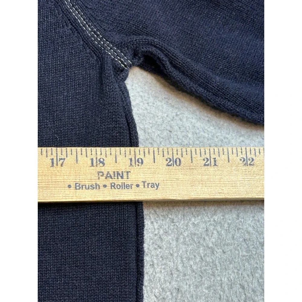 American Eagle Sweater Mens M Navy Blue Crewneck Raglan Contrast Stitch Logo